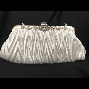 White Satin Clutch hand bag
